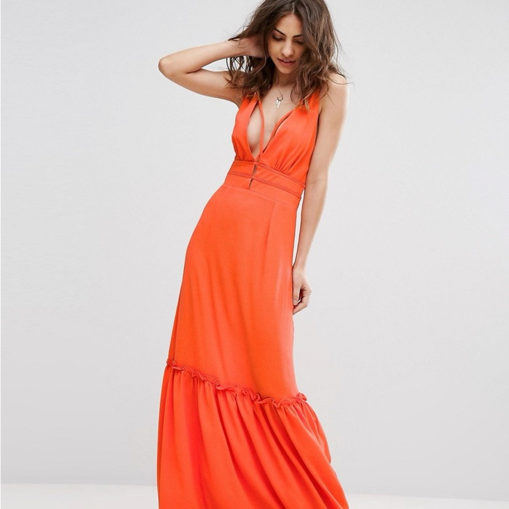 Orange Maxi Dress open back